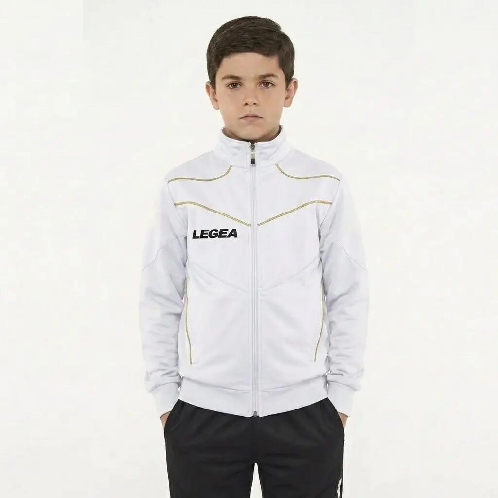 Junior training jacket running breathable polyester white-gold