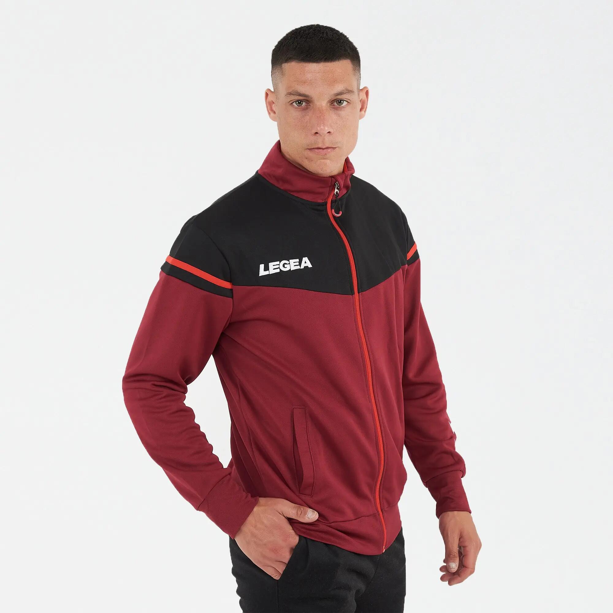 Herren Trekkingjacke Leicht 100% Polyester Granat-Schwarz 3/8