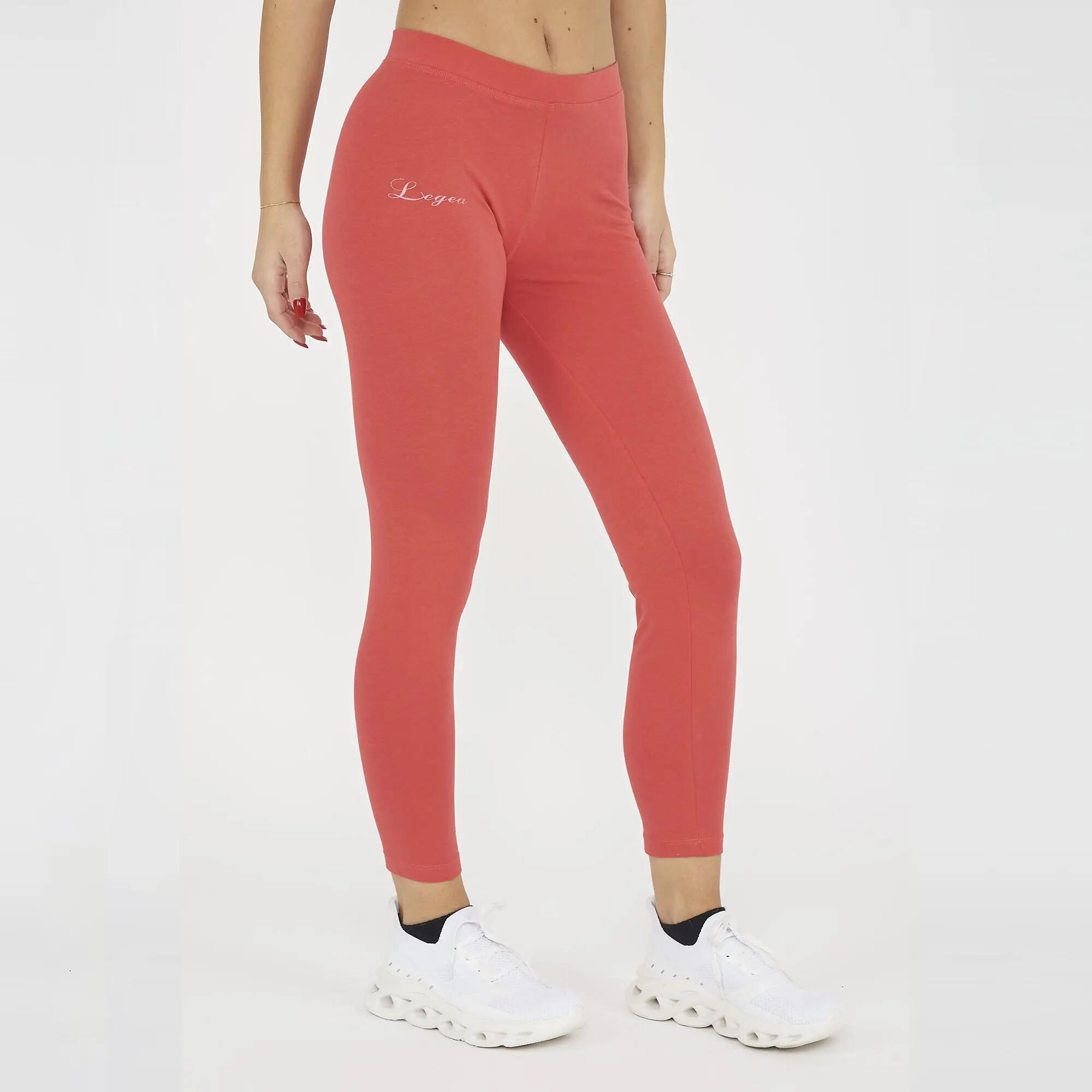 Yoga Leggings Damen aus elastischer Baumwolle Koralle 4/7
