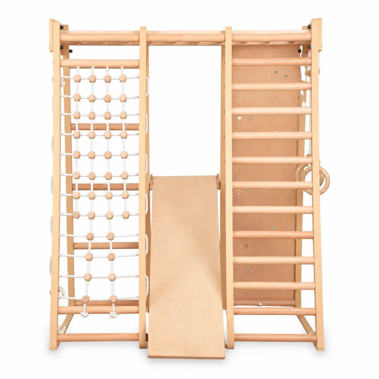 Estrutura de escalada 146 cm, argolas, escada de corda – Classic 3 natural 5/7