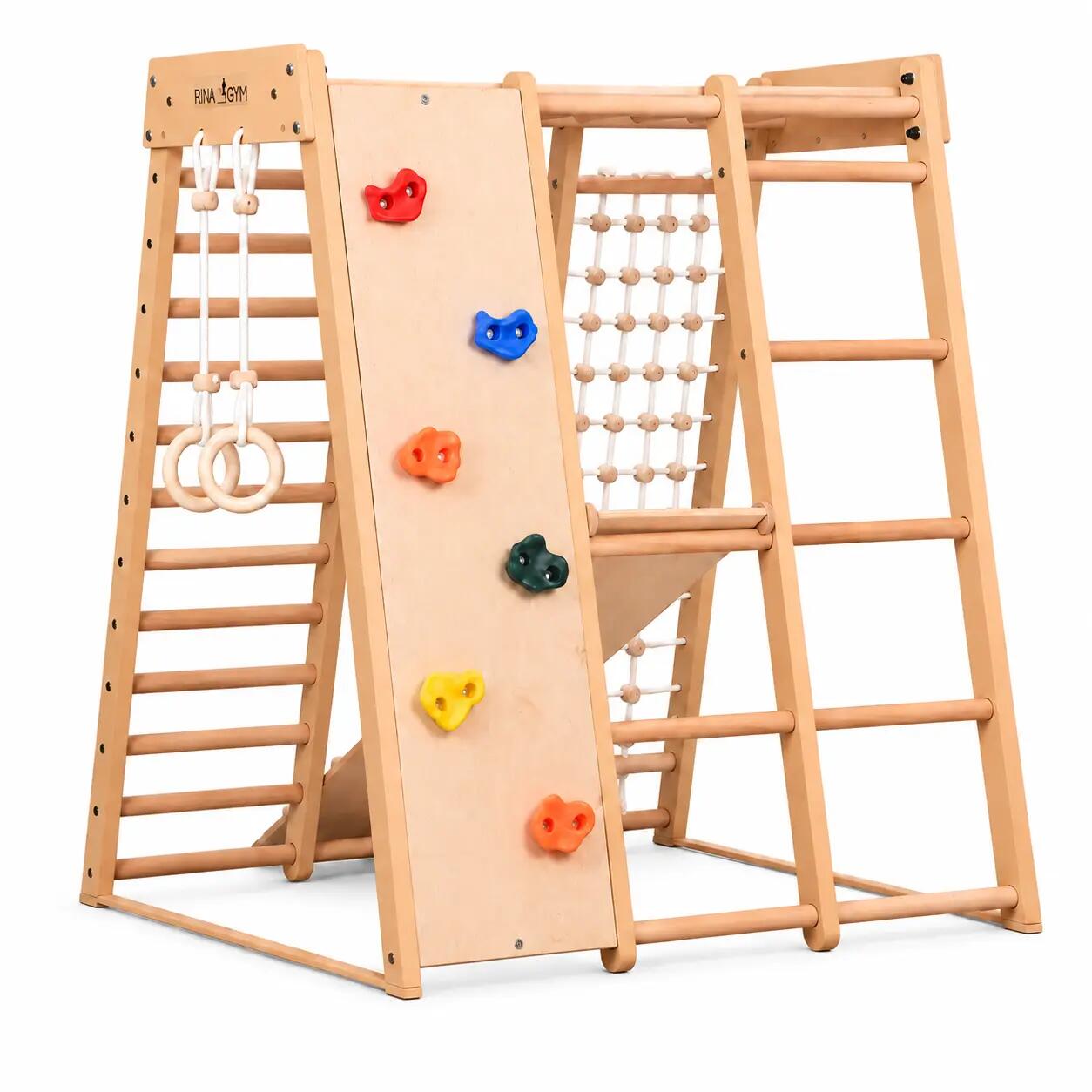 Estrutura de escalada 146 cm, argolas, escada de corda – Classic 3 natural 3/7