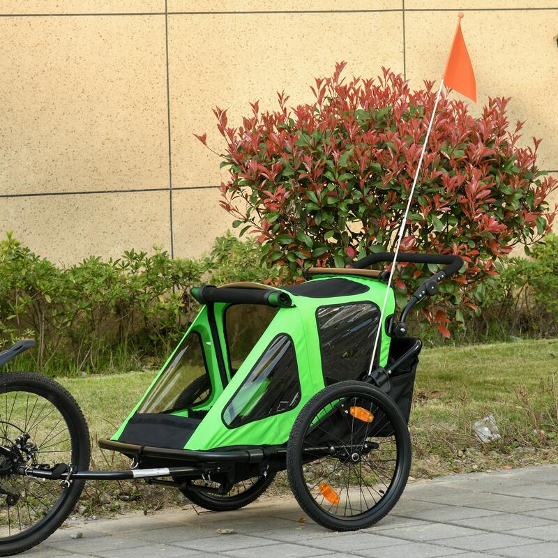 Remolque de bicicleta para niño Homcom verde 160x83x96 cm