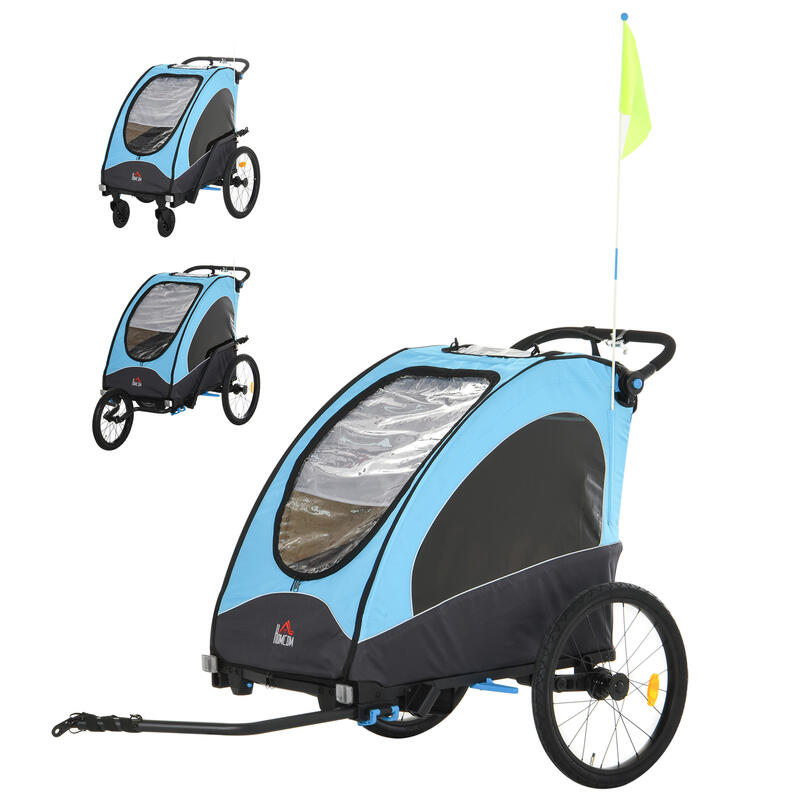 Remolque para bicicleta Homcom azul 150x85x107 cm aluminio