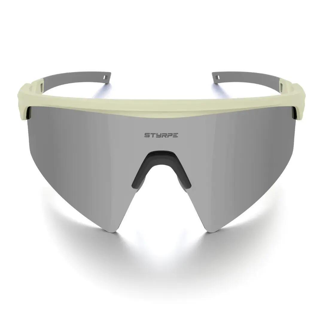 Gafas ciclismo y running espejadas Styrpe Revex lente platino montura beige 5/5