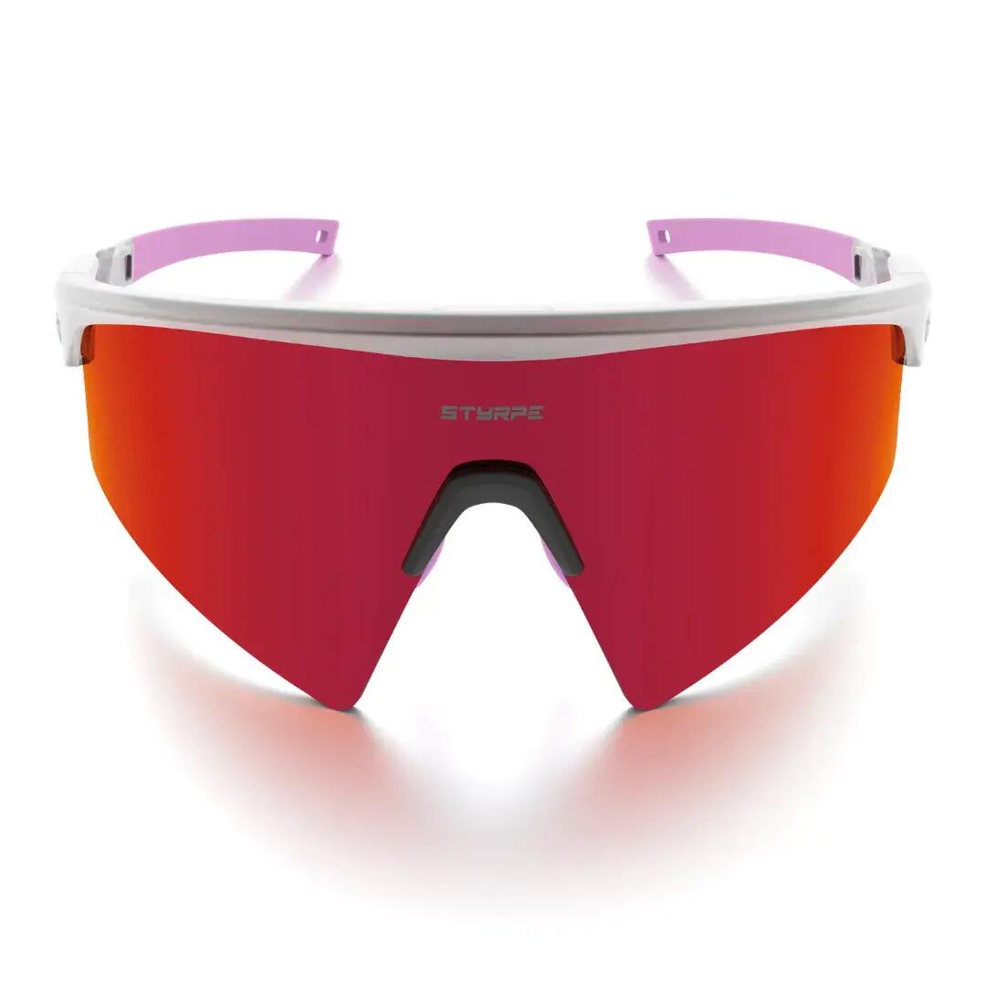 Gafas ciclismo y running espejadas Styrpe Revex lente roja montura rosa cristal 7/7