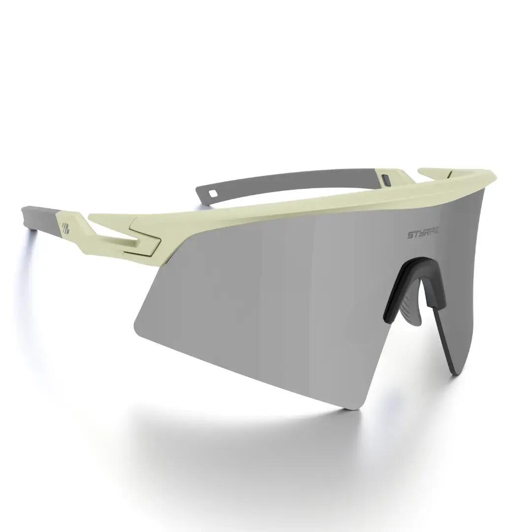 Gafas ciclismo y running espejadas Styrpe Revex lente platino montura beige 4/5