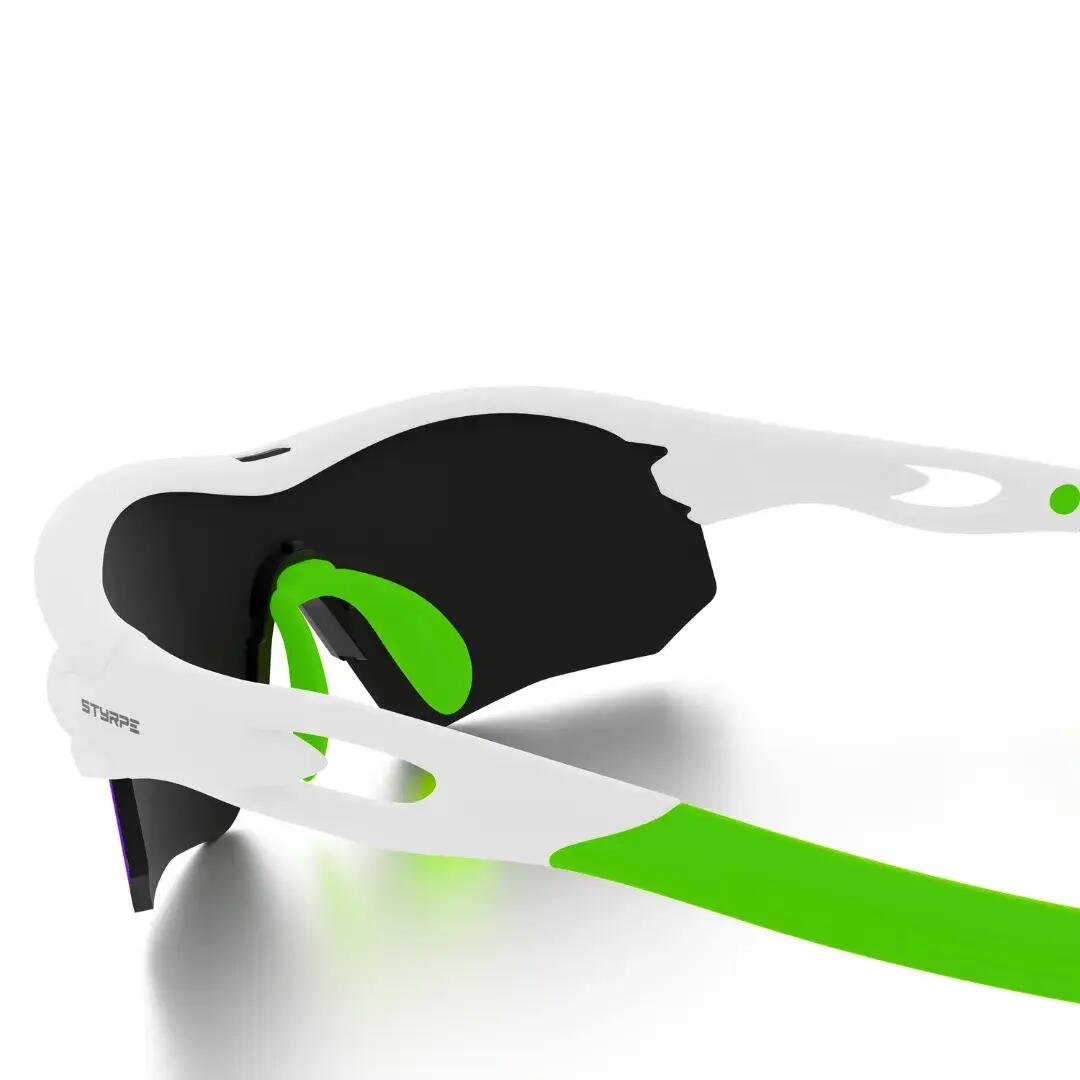 Gafas de sol ciclismo y running espejadas Styrpe 07 lente verde montura blanca 6/7
