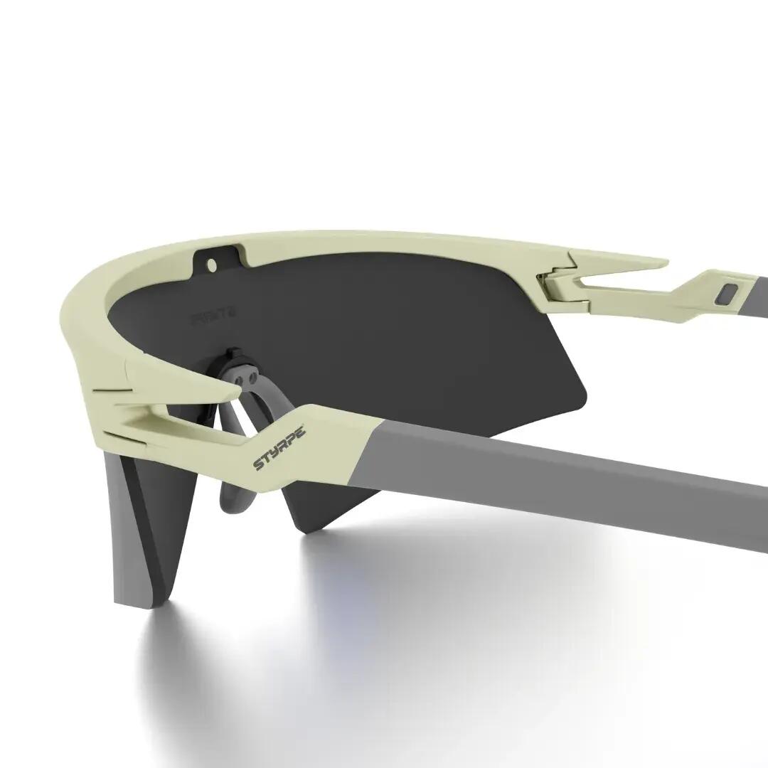 Gafas ciclismo y running espejadas Styrpe Revex lente platino montura beige 3/5