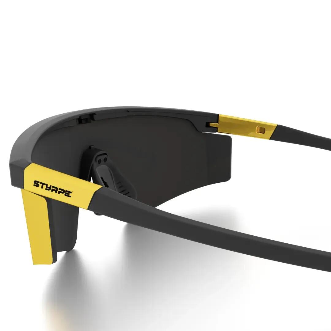 Gafas de sol ciclismo y running espejadas Styrpe UMO lente dorada montura negra 4/7