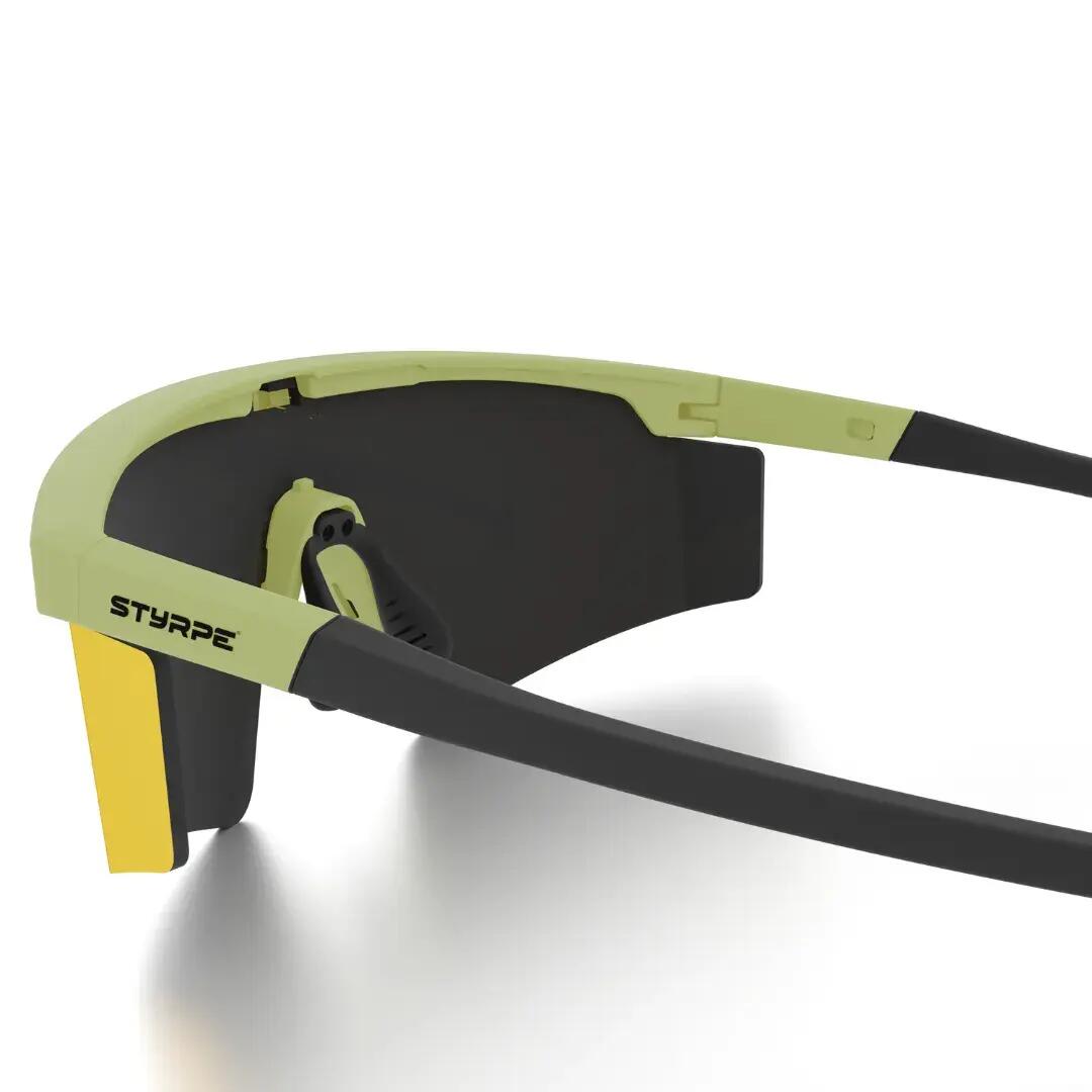 Gafas ciclismo y running espejadas Styrpe UMO lente dorada montura verde neón 4/7