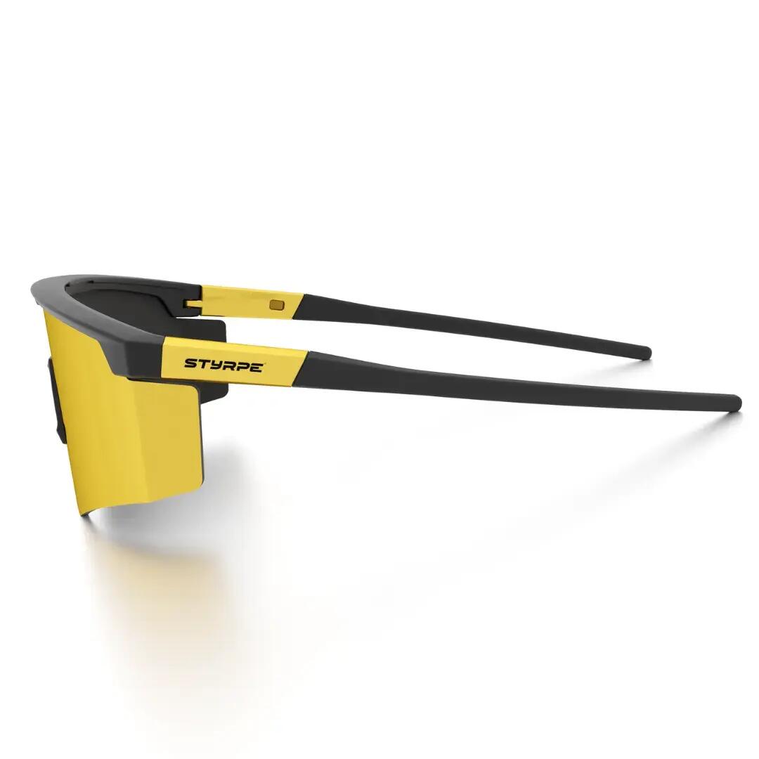 Gafas de sol ciclismo y running espejadas Styrpe UMO lente dorada montura negra 3/7