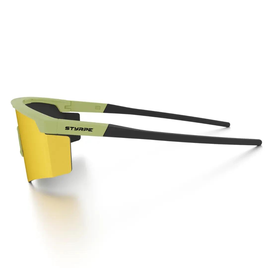 Gafas ciclismo y running espejadas Styrpe UMO lente dorada montura verde neón 3/7