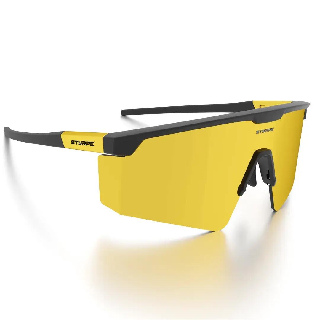 Gafas de sol ciclismo y running espejadas Styrpe UMO lente dorada montura negra 2/7