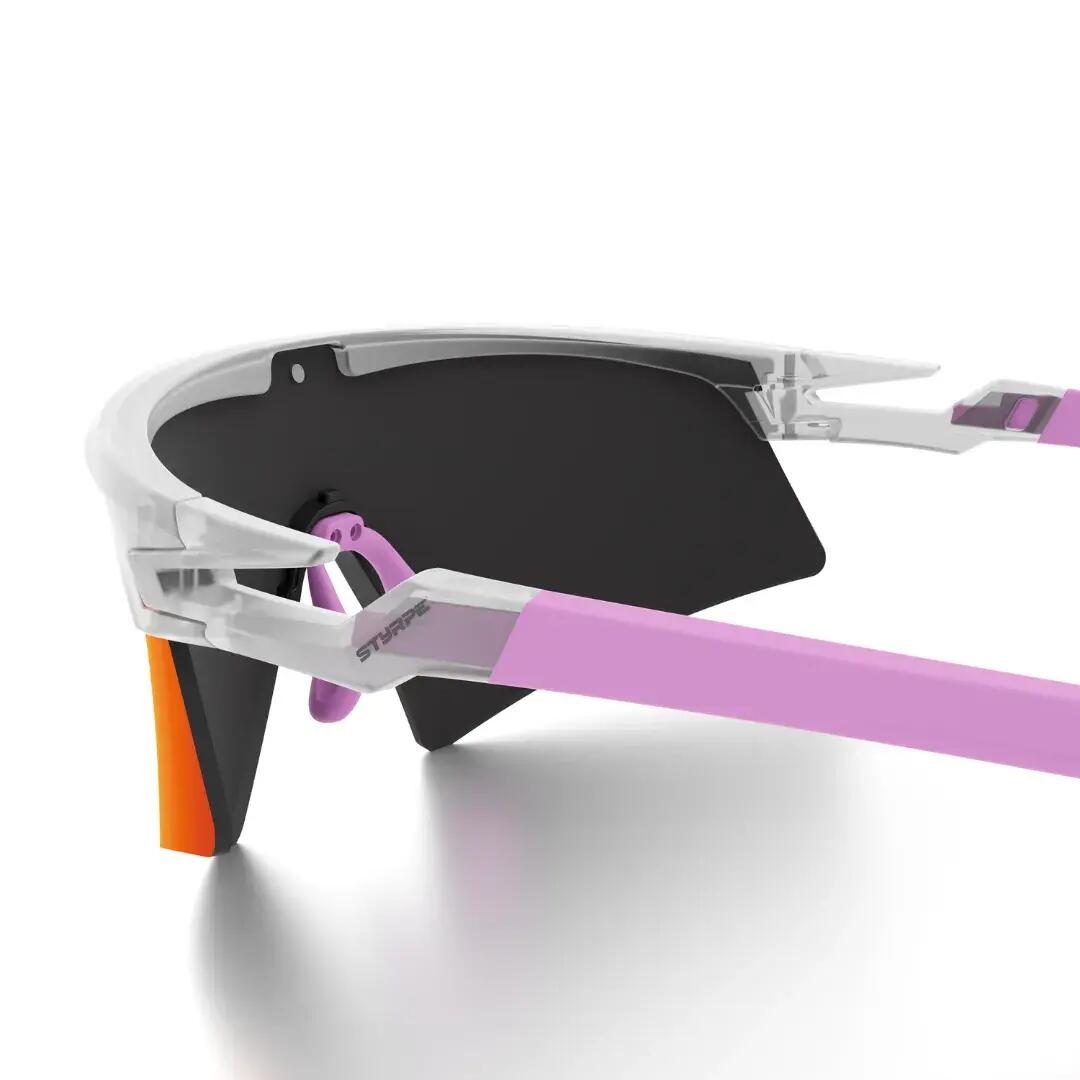 Gafas ciclismo y running espejadas Styrpe Revex lente roja montura rosa cristal 3/7