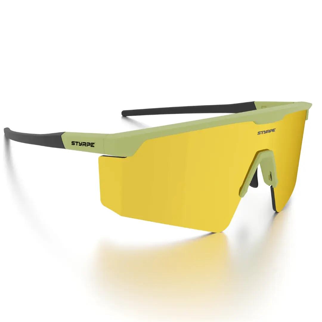 Gafas ciclismo y running espejadas Styrpe UMO lente dorada montura verde neón 2/7