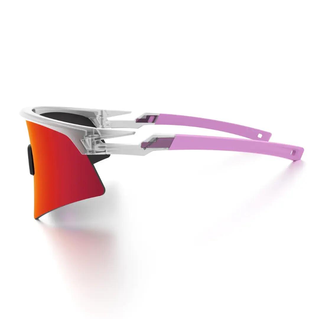 Gafas ciclismo y running espejadas Styrpe Revex lente roja montura rosa cristal 2/7