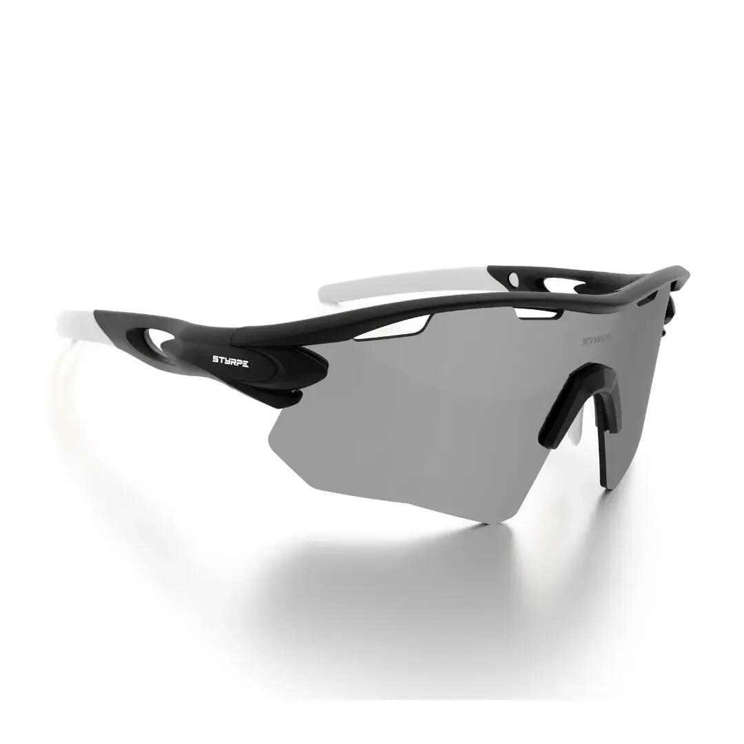 Gafas ciclismo y running espejadas Styrpe 07 XL lente platino montura negra 4/6