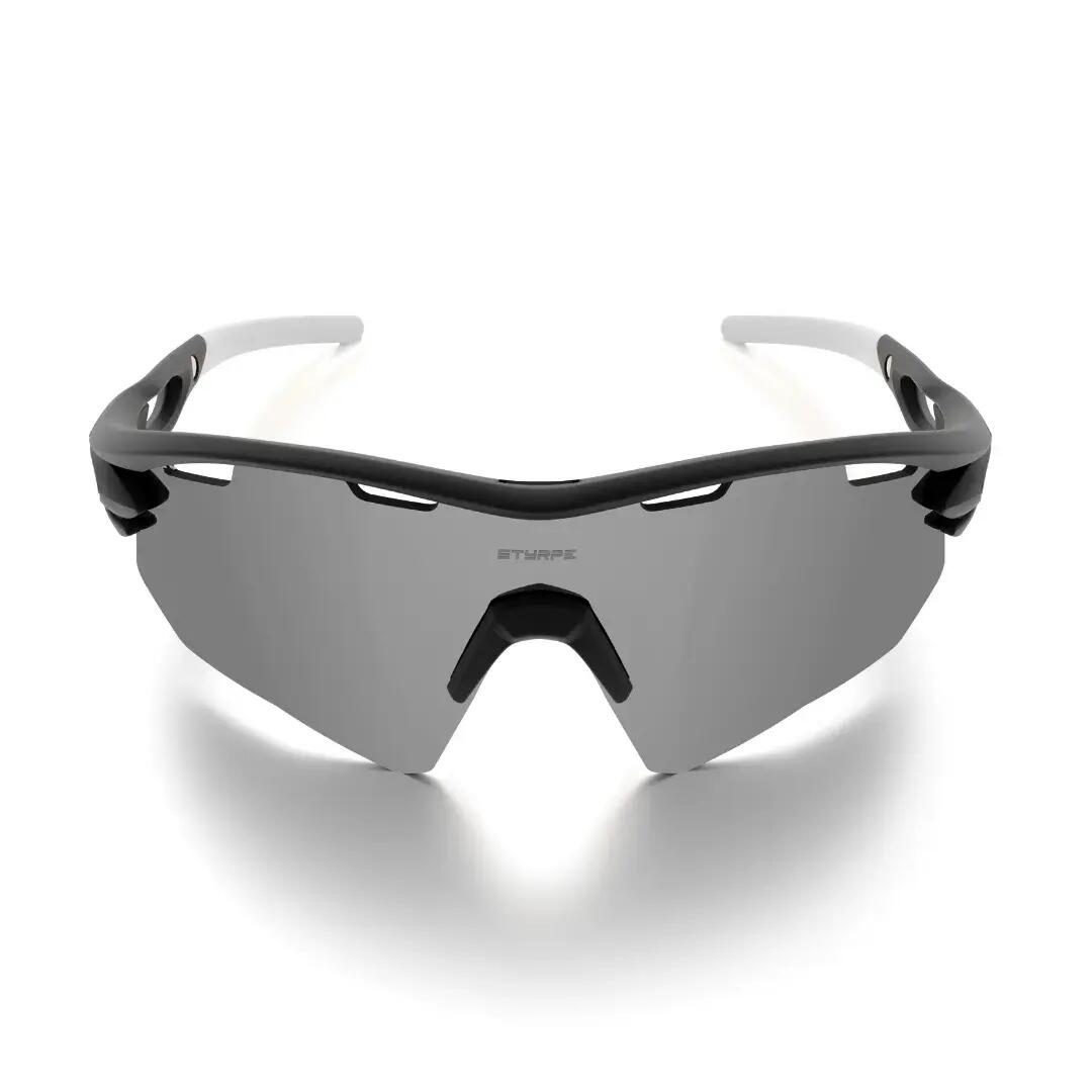 Gafas ciclismo y running espejadas Styrpe 07 XL lente platino montura negra 3/6