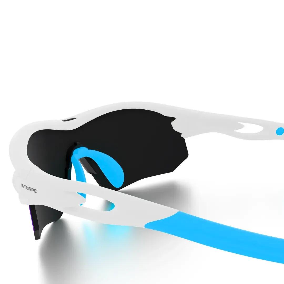 Gafas de sol ciclismo y running espejadas Styrpe 07 lente verde montura blanca 6/7