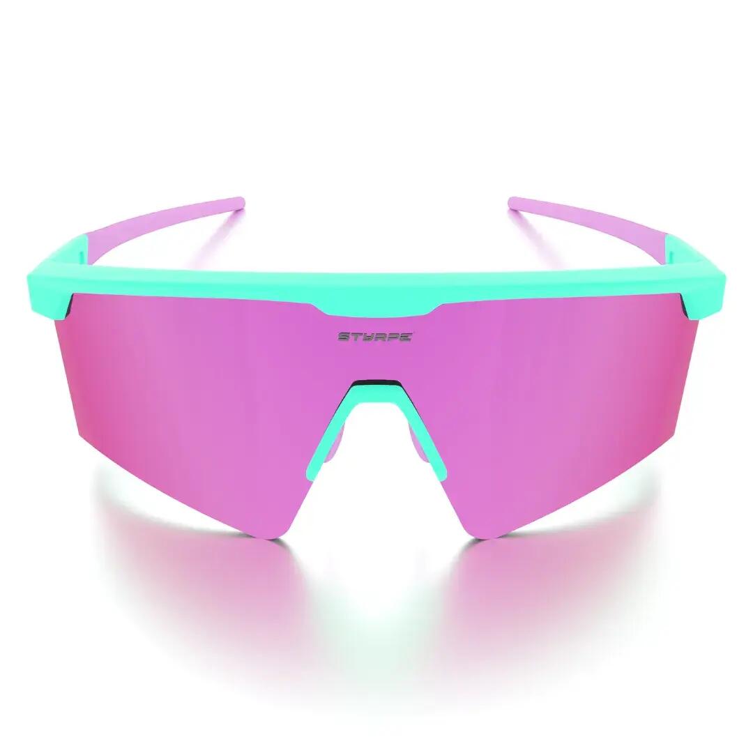 Gafas de sol ciclismo y running espejadas Styrpe UMO lente rosa montura celeste 7/7