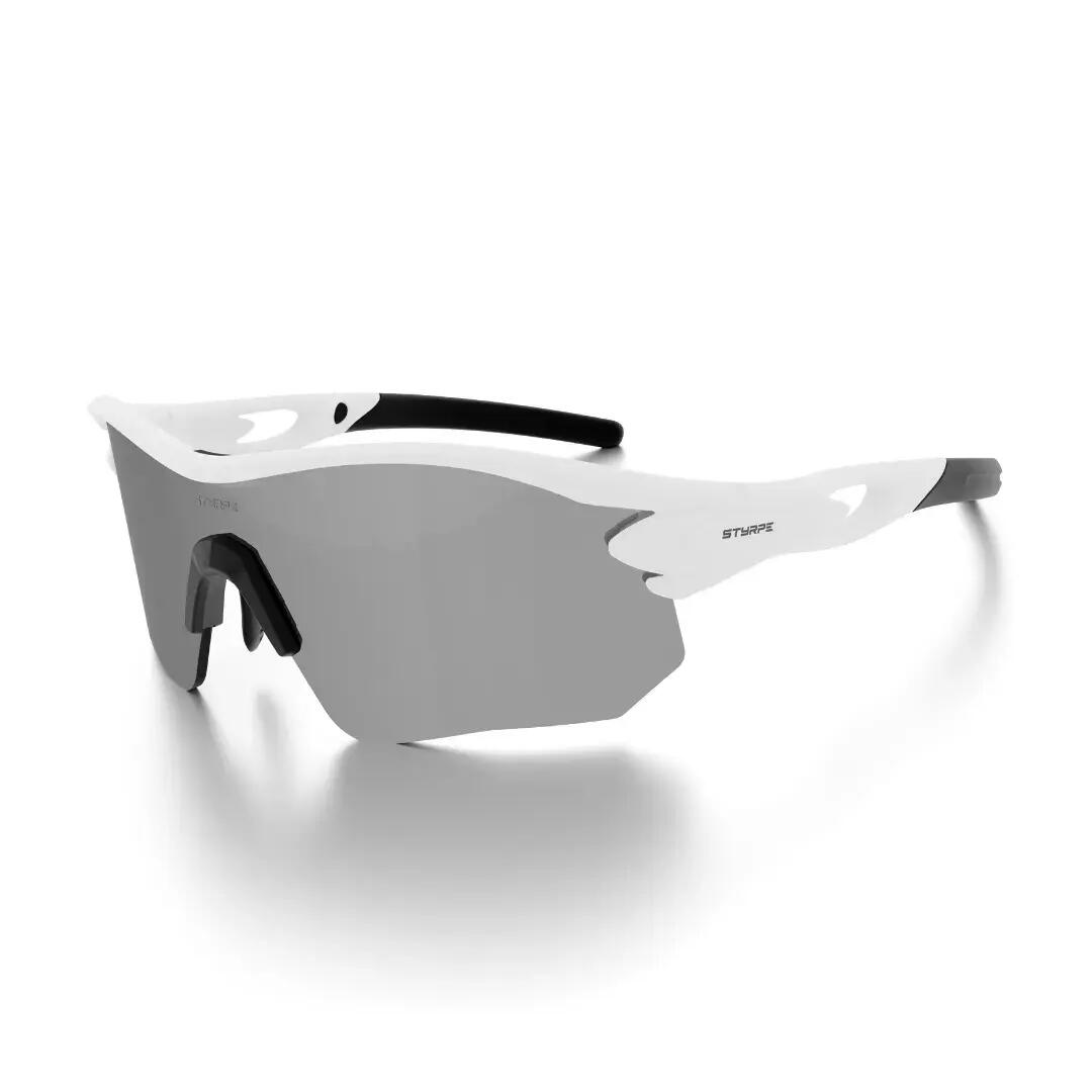 Gafas de sol ciclismo y running espejadas Styrpe 07 lente platino montura blanca 6/6