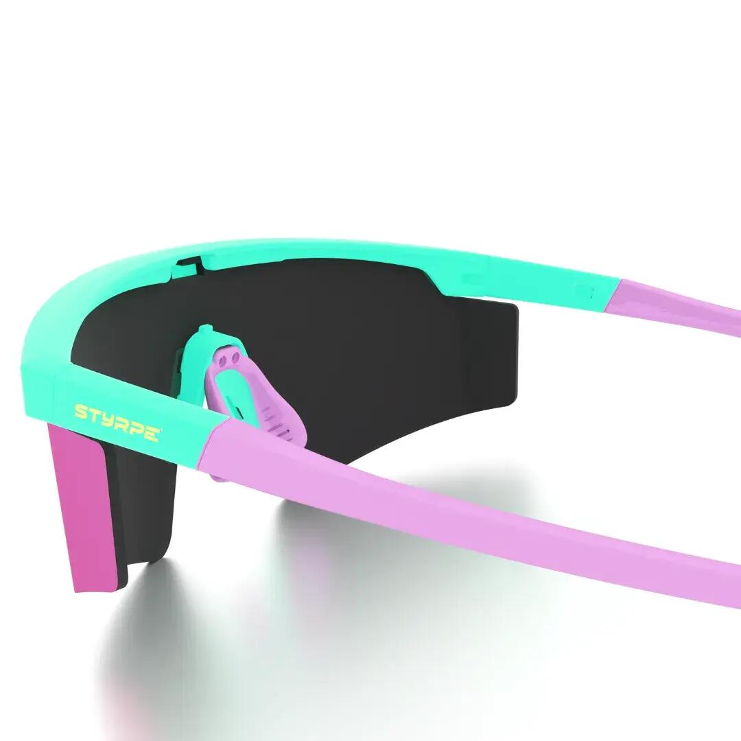 Gafas de sol ciclismo y running espejadas Styrpe UMO lente rosa montura celeste 4/7