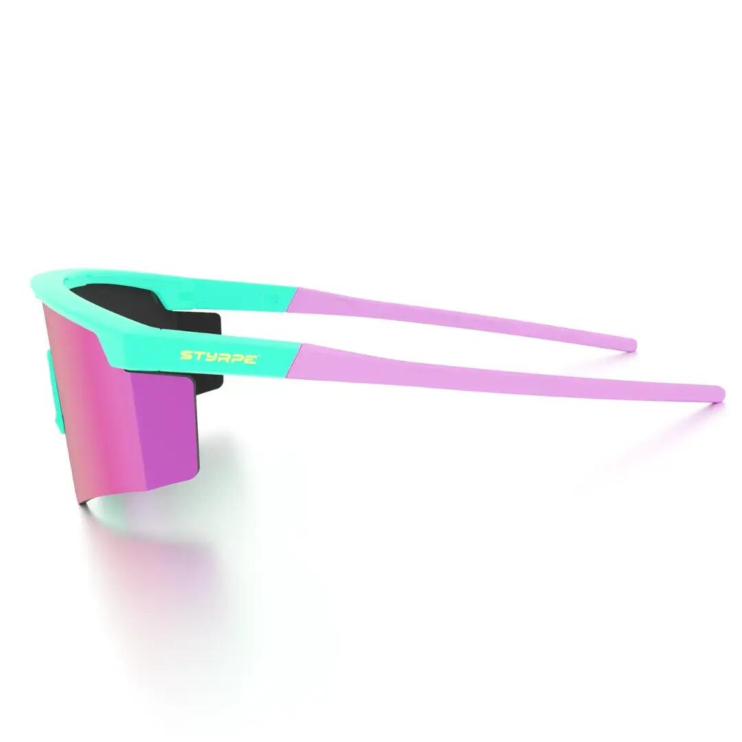 Gafas de sol ciclismo y running espejadas Styrpe UMO lente rosa montura celeste 3/7