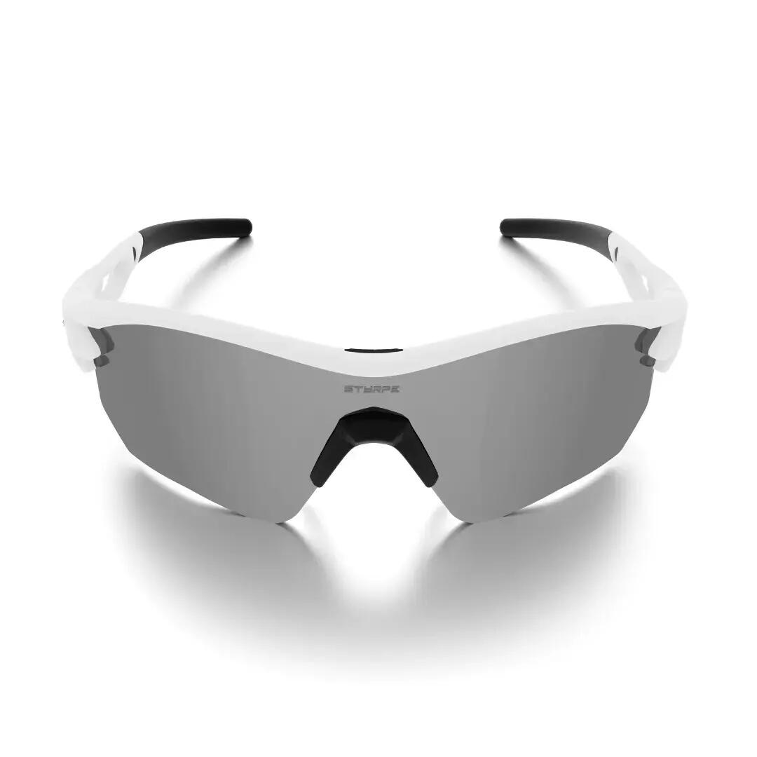 Gafas de sol ciclismo y running espejadas Styrpe 07 lente platino montura blanca 3/6