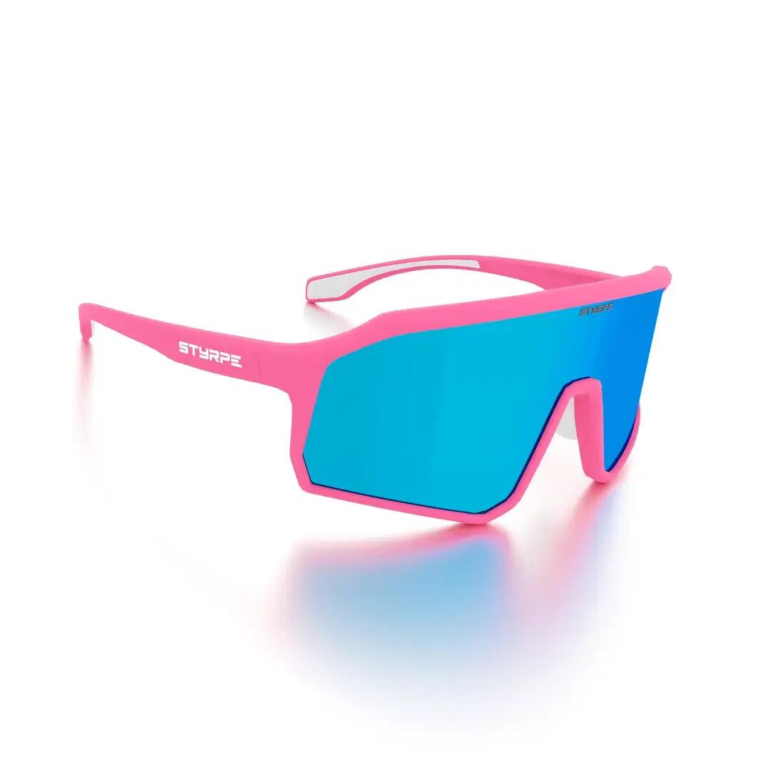 Gafas ciclismo y running polarizadas Styrpe 14S C4 lente azul montura rosa 4/7
