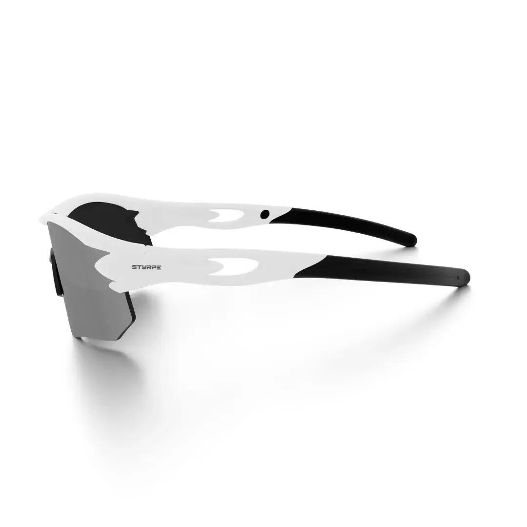 Gafas de sol ciclismo y running espejadas Styrpe 07 lente platino montura blanca 2/6