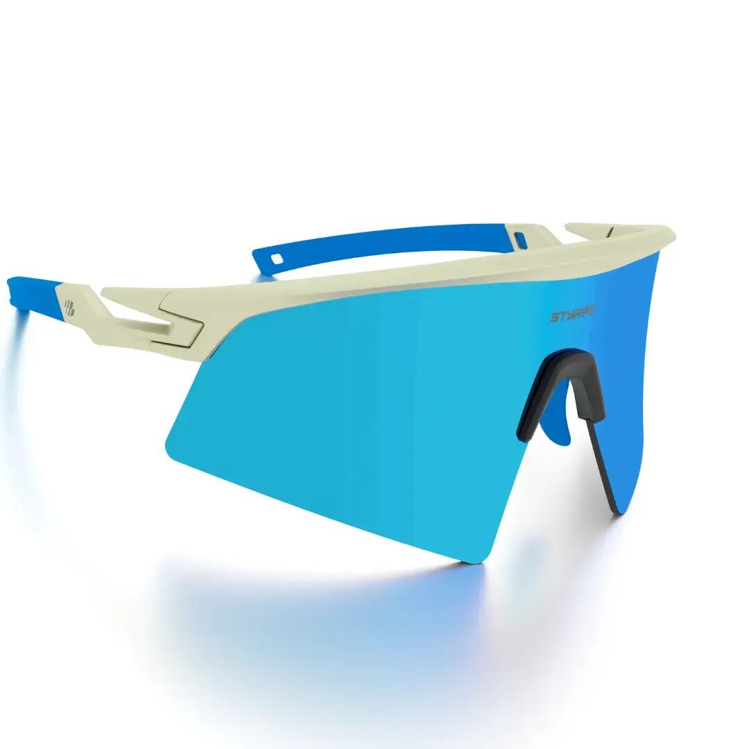 Gafas de sol ciclismo y running espejadas Styrpe Revex lente azul montura beige 6/7