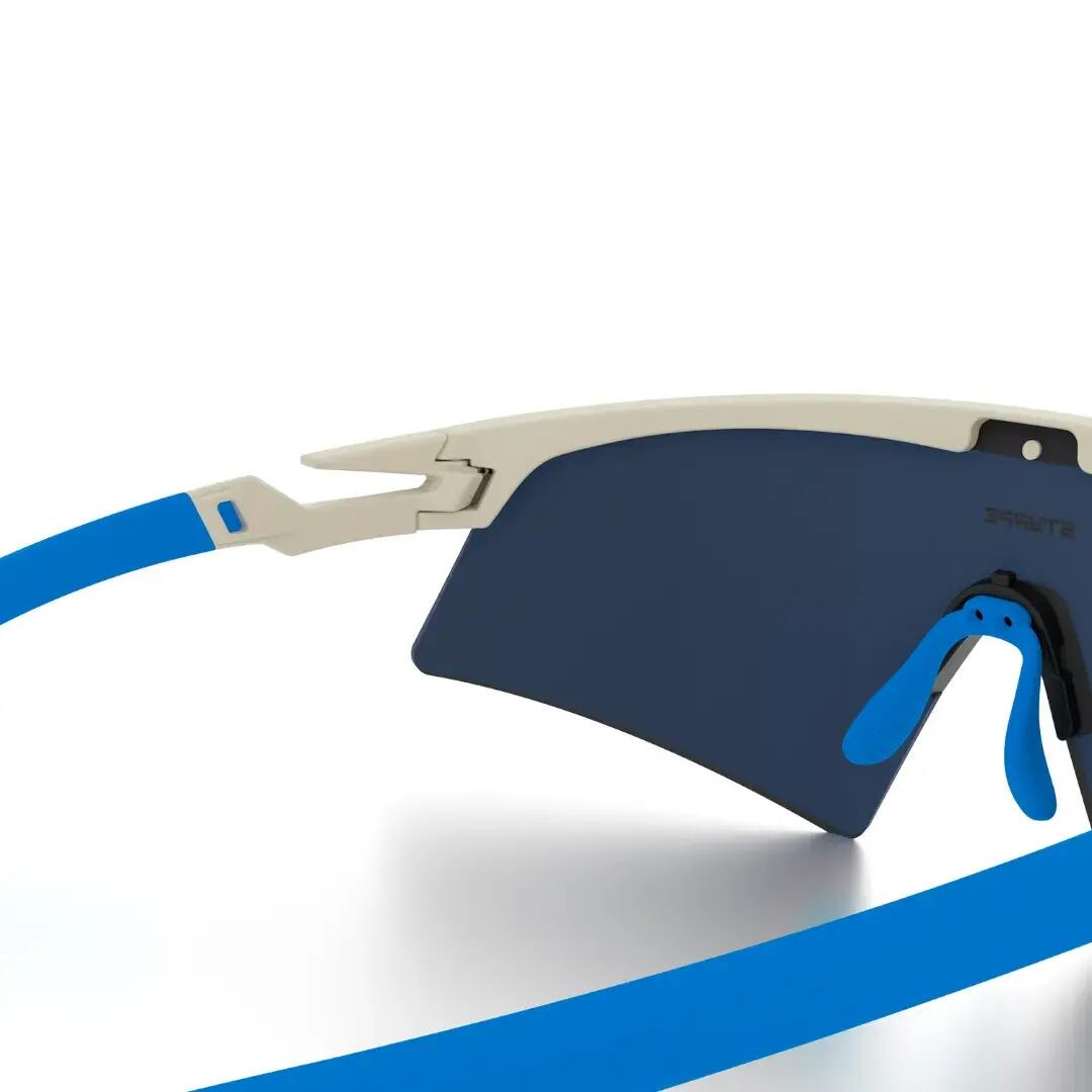 Gafas de sol ciclismo y running espejadas Styrpe Revex lente azul montura beige 5/7
