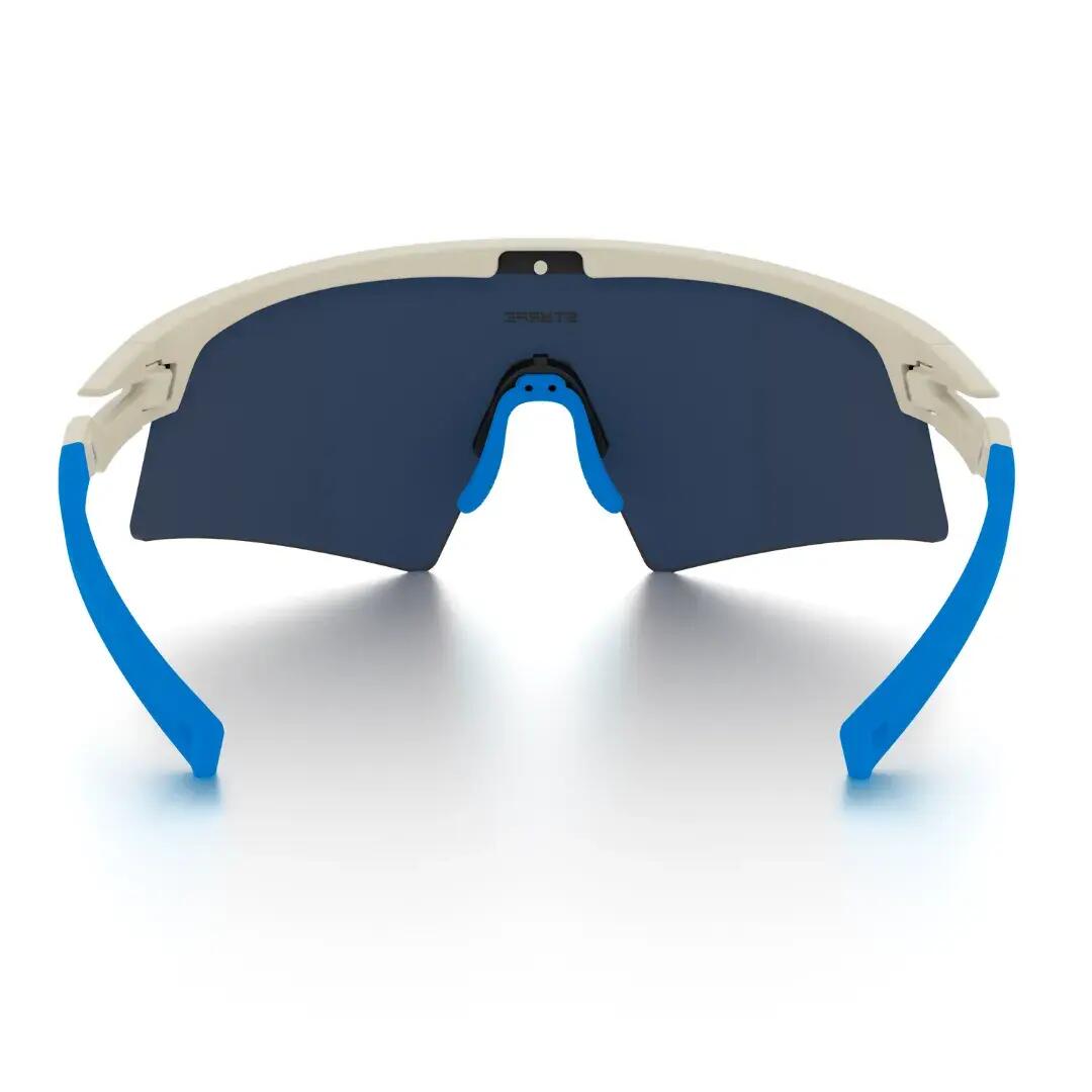 Gafas de sol ciclismo y running espejadas Styrpe Revex lente azul montura beige 4/7