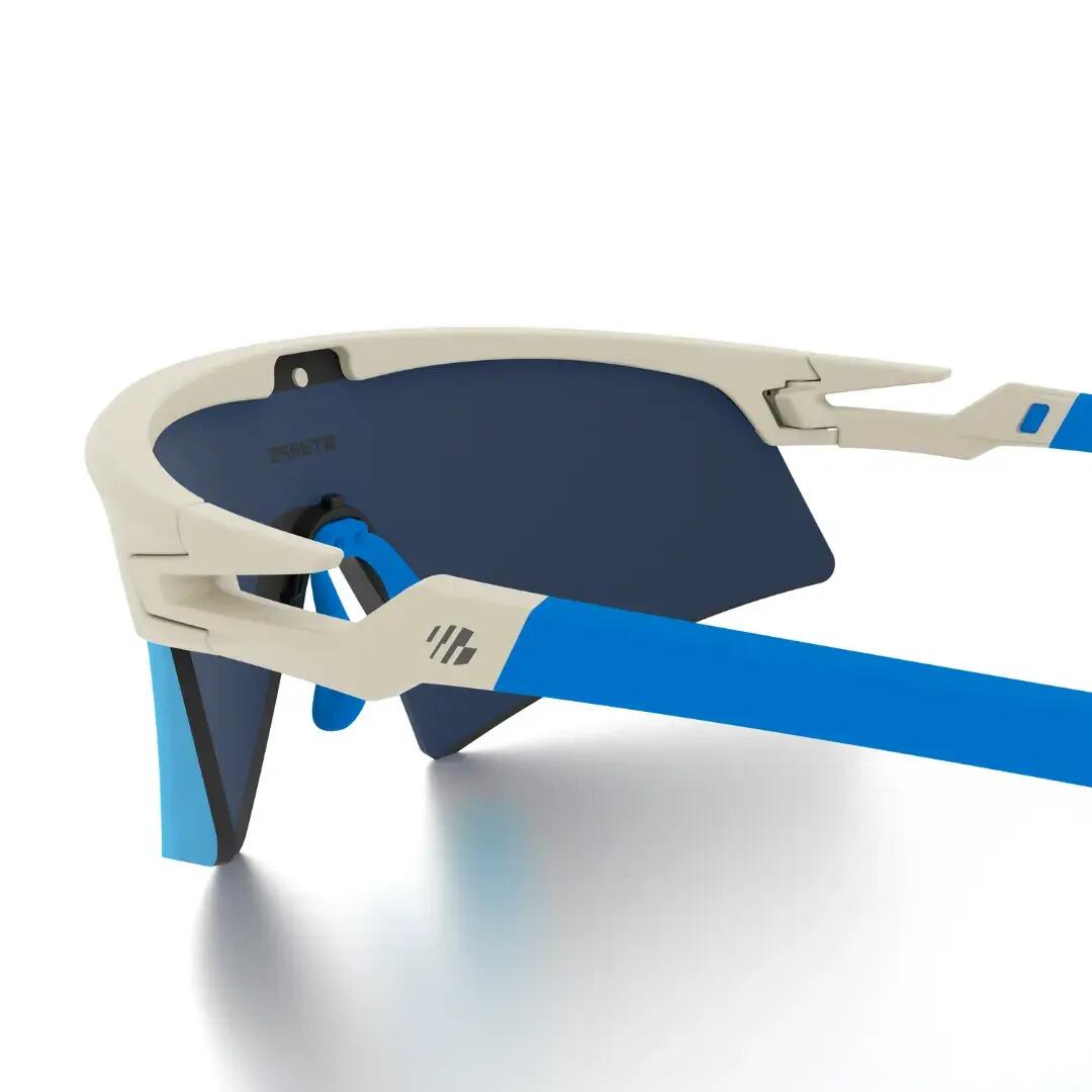 Gafas de sol ciclismo y running espejadas Styrpe Revex lente azul montura beige 3/7
