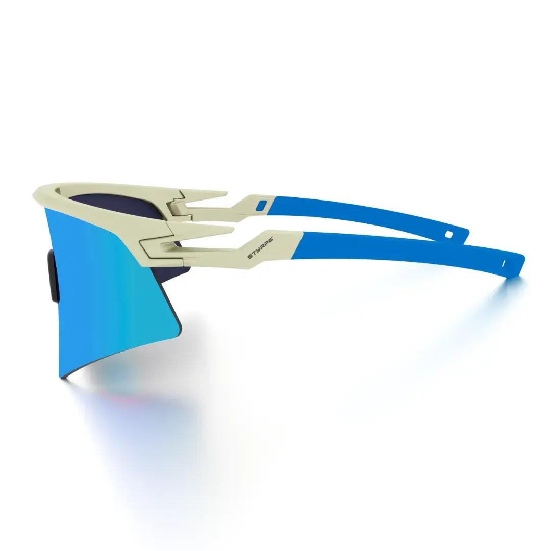 Gafas de sol ciclismo y running espejadas Styrpe Revex lente azul montura beige 2/7