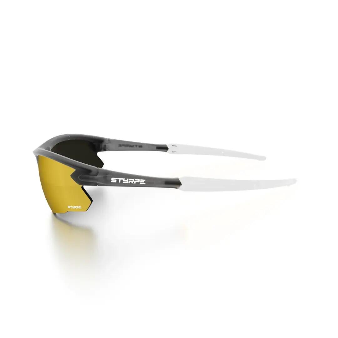 Gafas de sol running espejadas Styrpe 04 lente dorada montura gris cristal 2/7