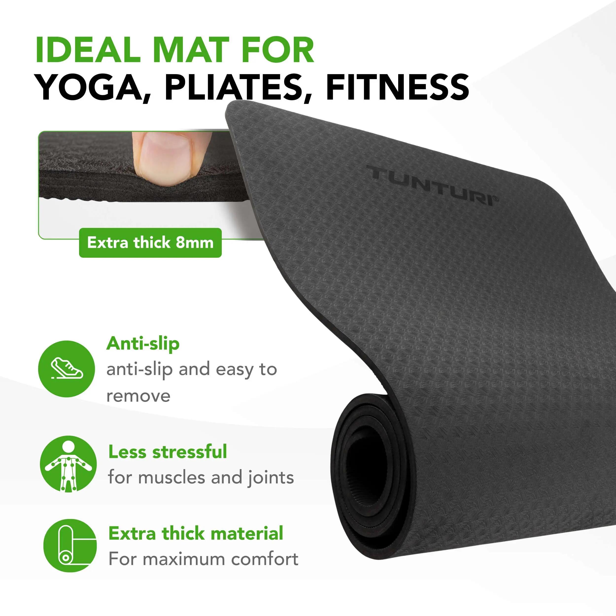 Tapis de yoga épais 8mm - Tapis de gymnastique antidérapant - yoga et pilates 2/9