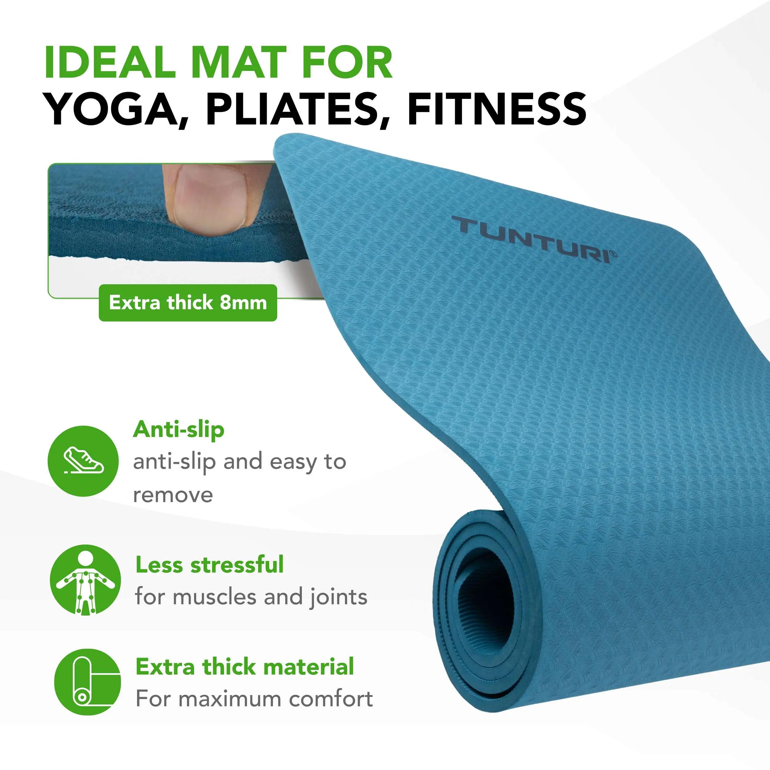 Tappetino Yoga 8mm Spesso - Antiscivolo - Ginnastica, Pilates e Sport 2/8