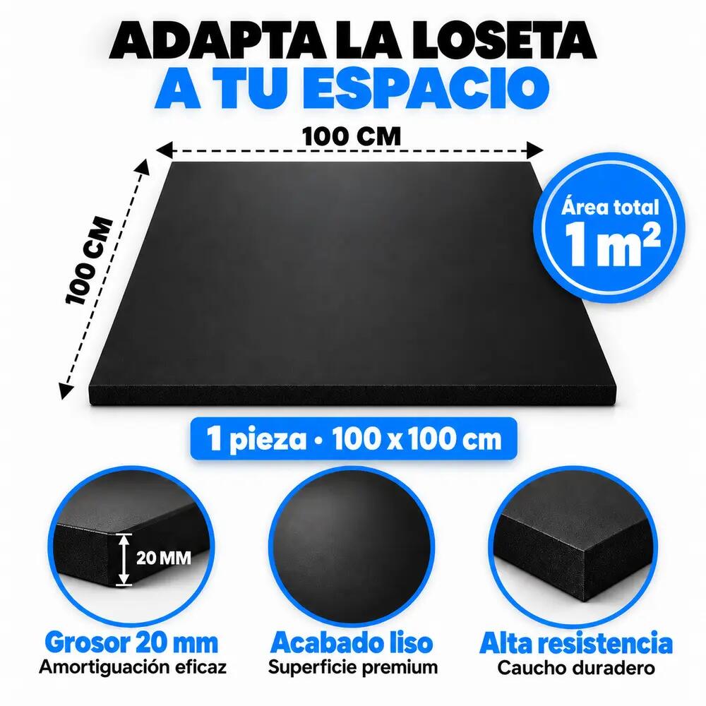 ARQUICAUCHO PREMIUM Loseta Caucho Reciclado Pack 20. 1x1m x20mm Negro 2/10