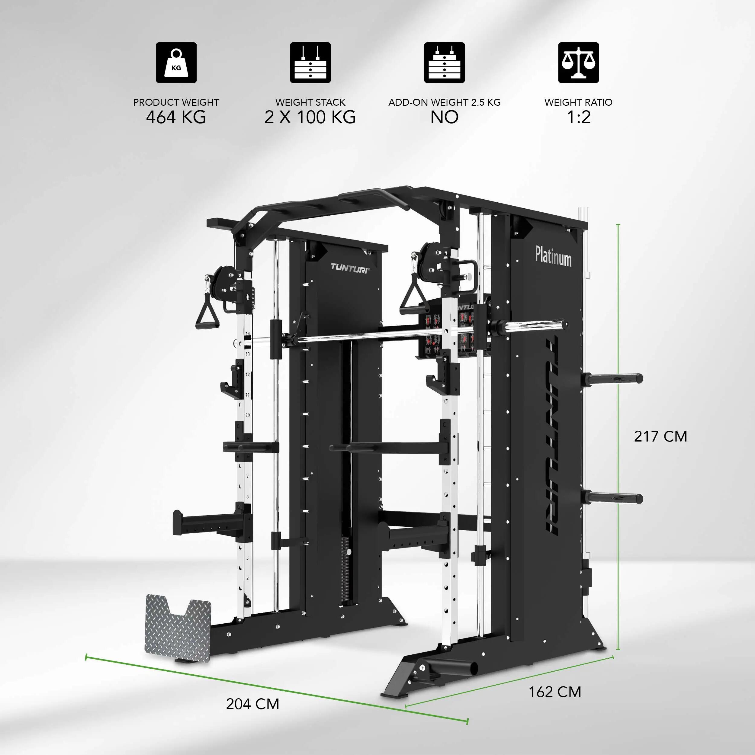 Tunturi Platinum Full Smith/Functional Trainer with Weight Stack 2/8