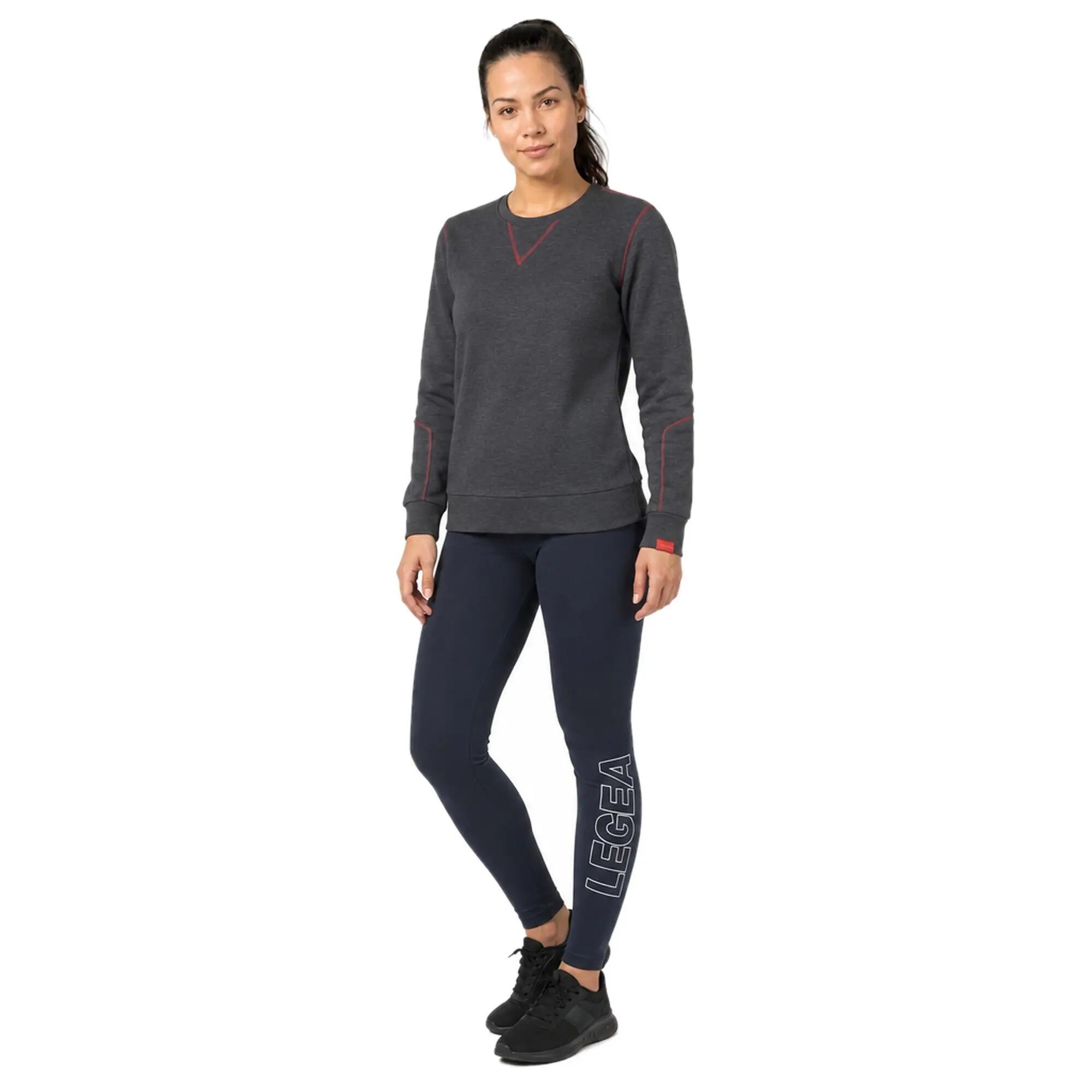 Completo felpa e leggings donna Nebi Grigio melange scuro / Corallo / Blu 1/8