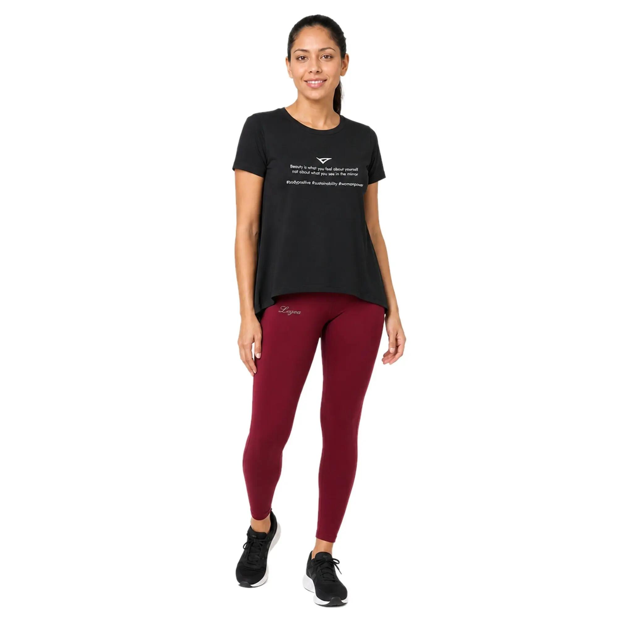 Conjunto de t-shirt e leggings mulher Europa + Vexen Preto / Cereja escuro 1/8