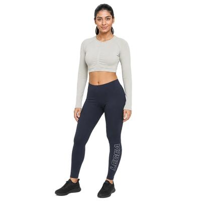 Set shirt met lange mouwen en legging dames imala lichtgrijs / marineblauw