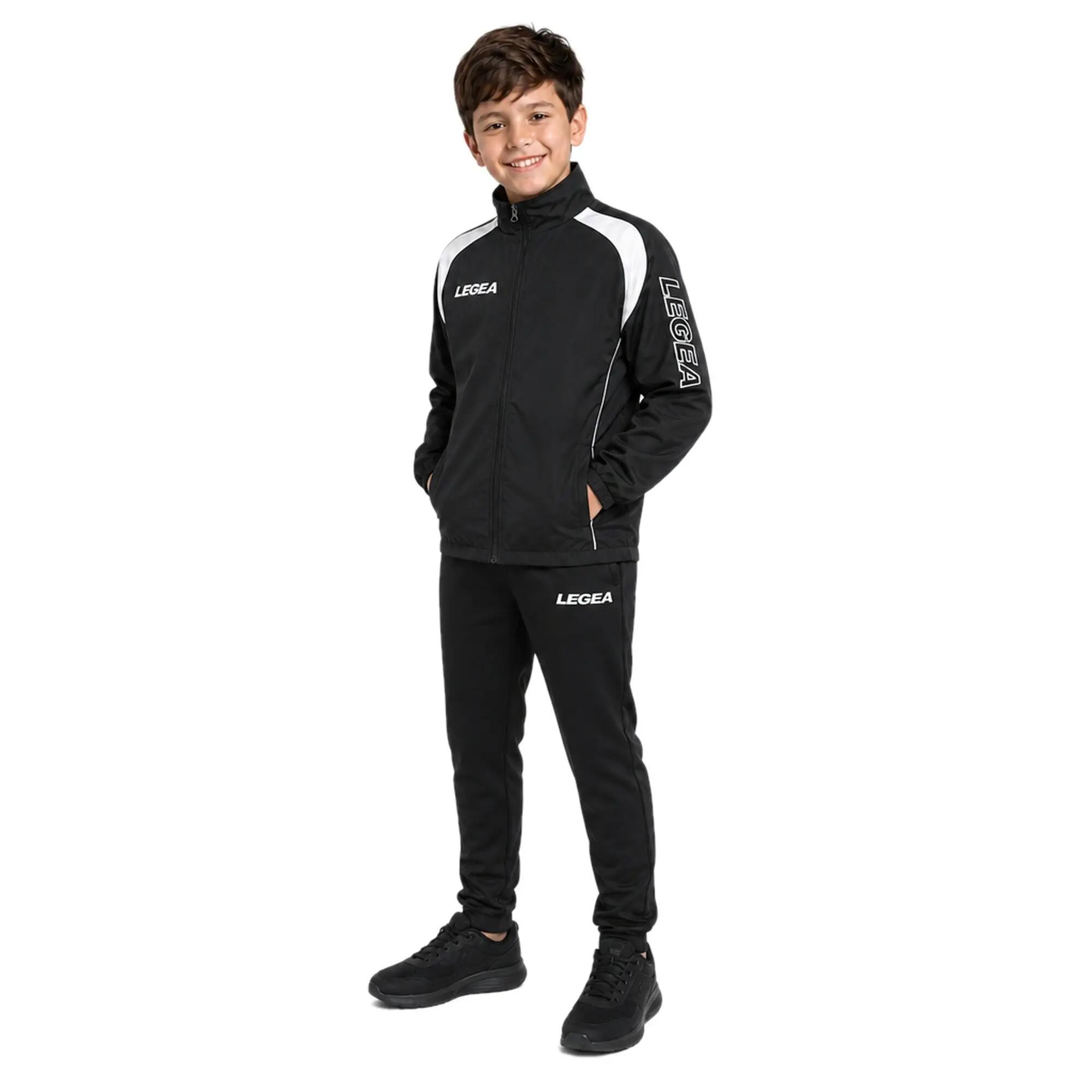 Giacca antipioggia da running VENTO nero-bianco Junior 3/6