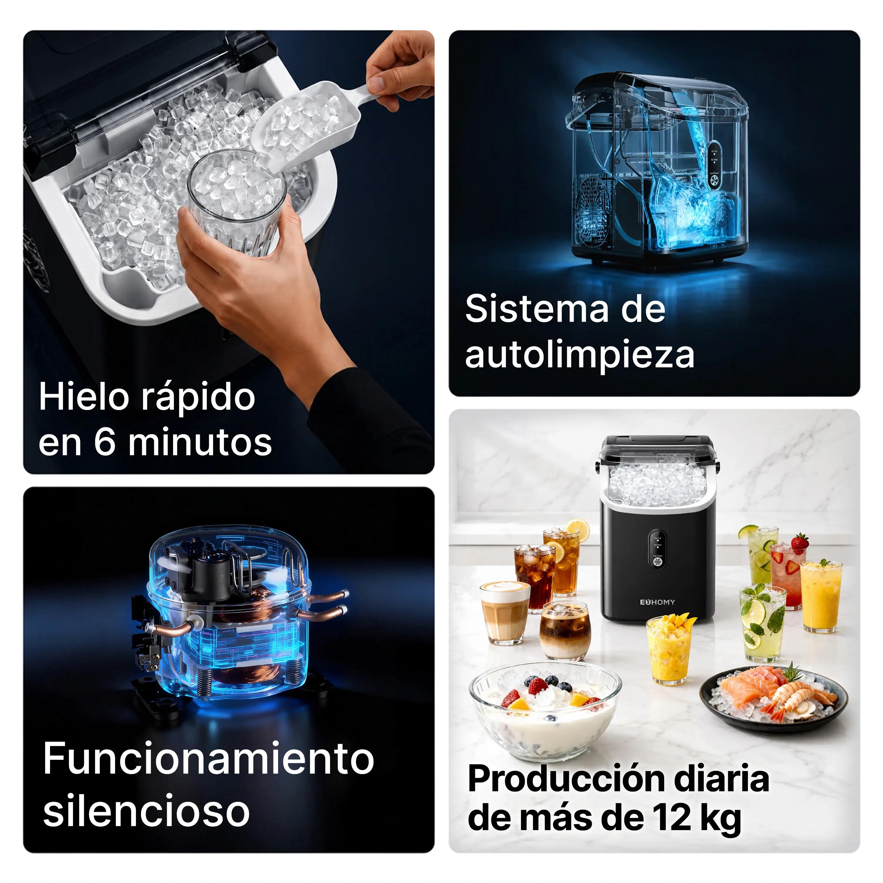 Euhomy máquina para fabricar hielo (15Kg en 24h) 4/6