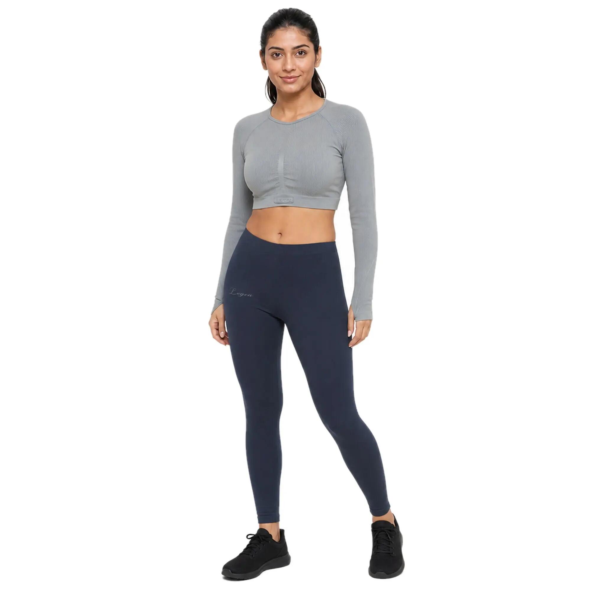 Set shirt met lange mouwen en legging dames Imala Loodgrijs / Marineblauw 1/8