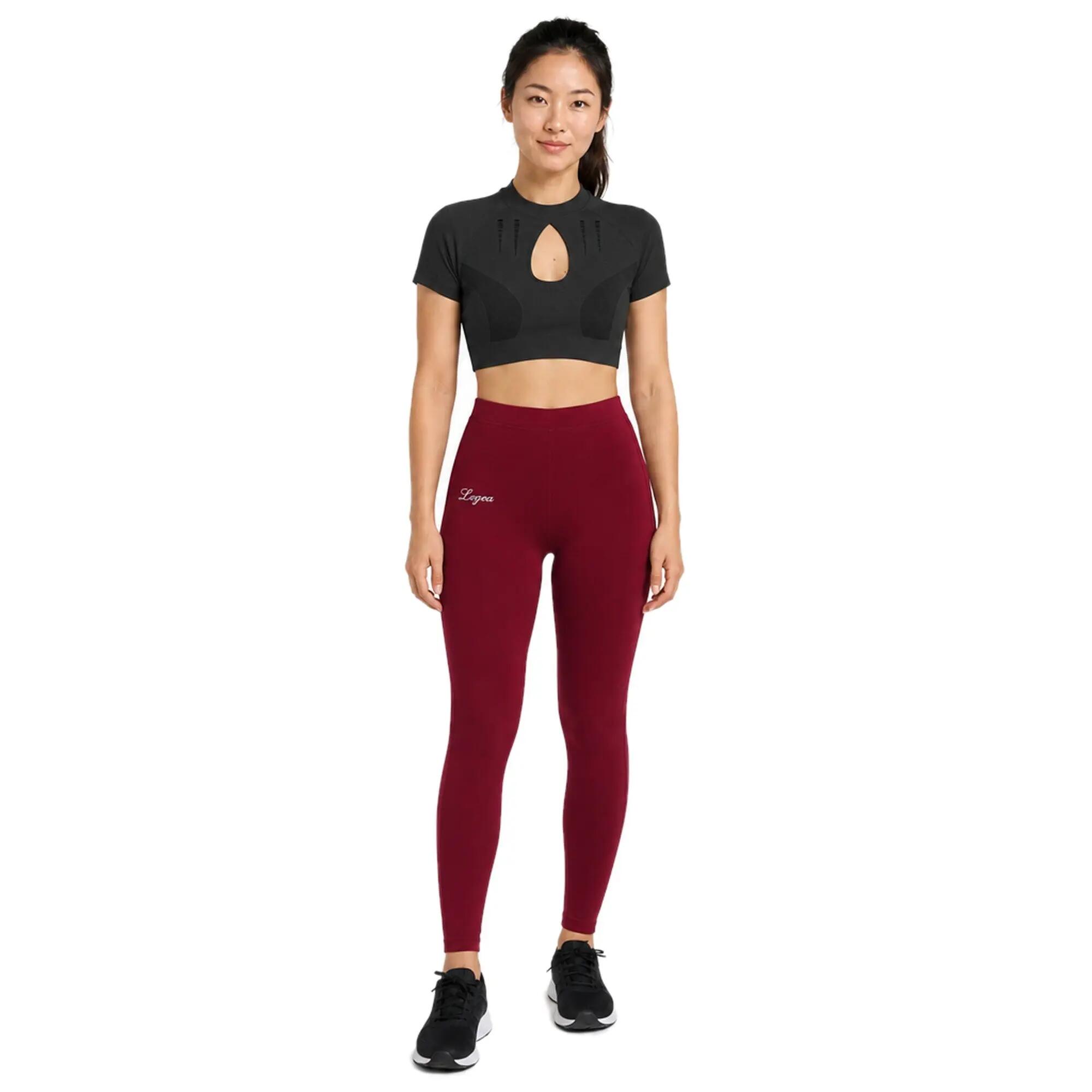 Women's T-shirt and leggings set Lexi + Vexen Black / Dark cherry 1/8