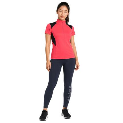 Ensemble t-shirt et legging femme Loop + Levery Corail fluo / Noir / Bleu marine