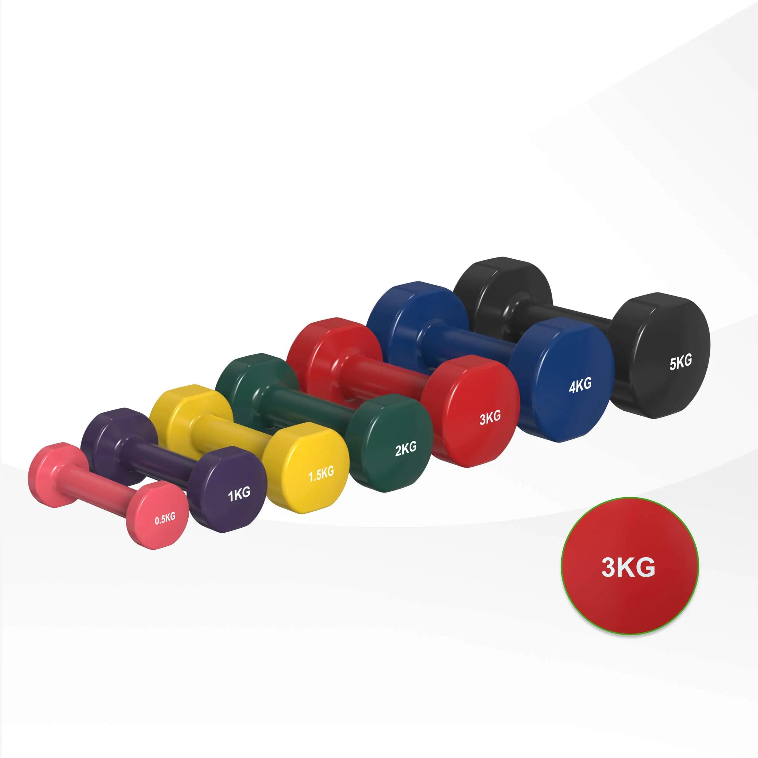 Haltères vinyle 3kg rouge, la paire 6/8