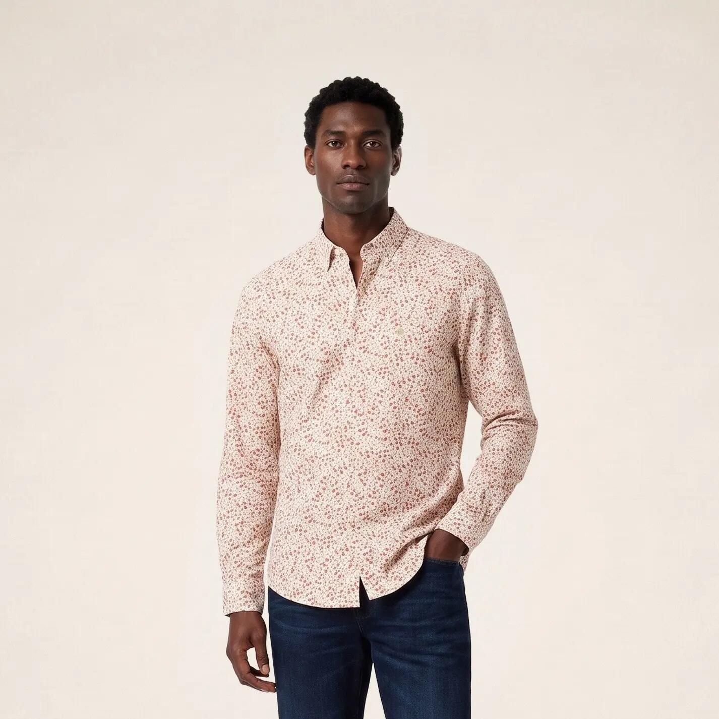 Camisa de manga comprida em algodão com padrão de pequenas flores 2/6